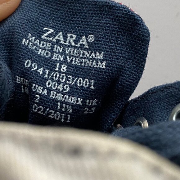 Zara Baby Sneakers US Size 2. Blue Lace Up Red Check - Picture 7 of 11
